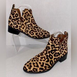 Franco Sarto Bernie 2 Leopard Print Dyed Calf Hair Leather Ankle Boots